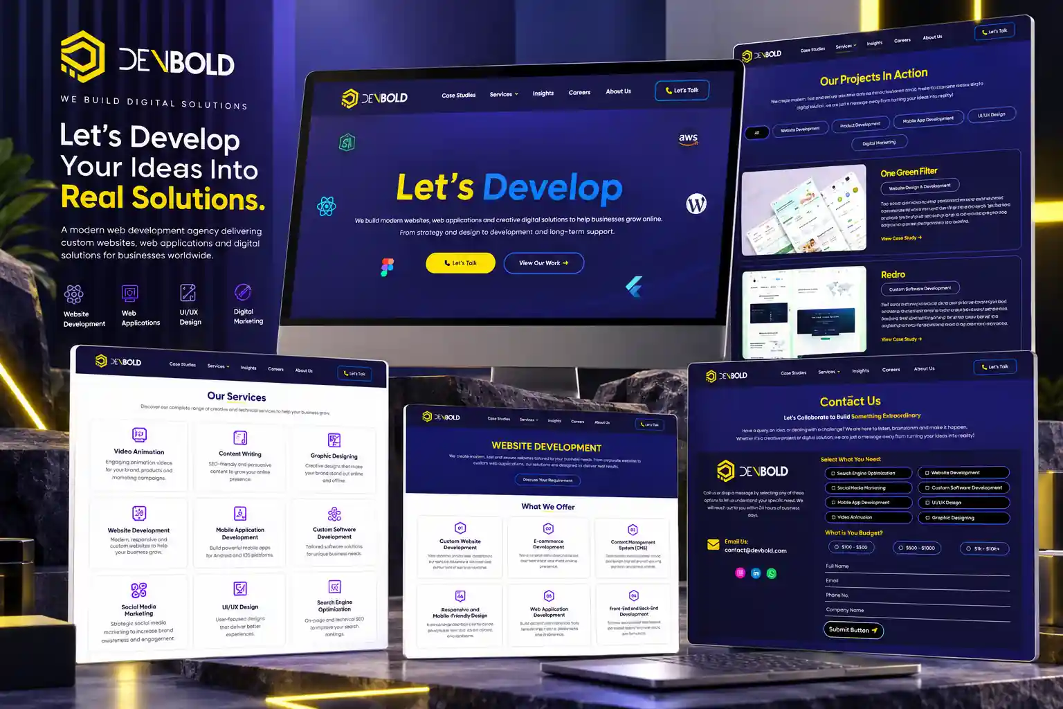 Homepage of the DevBold website