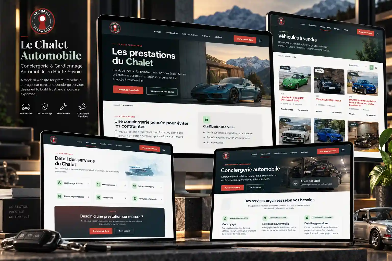 Homepage of the Le Chalet Automobile website