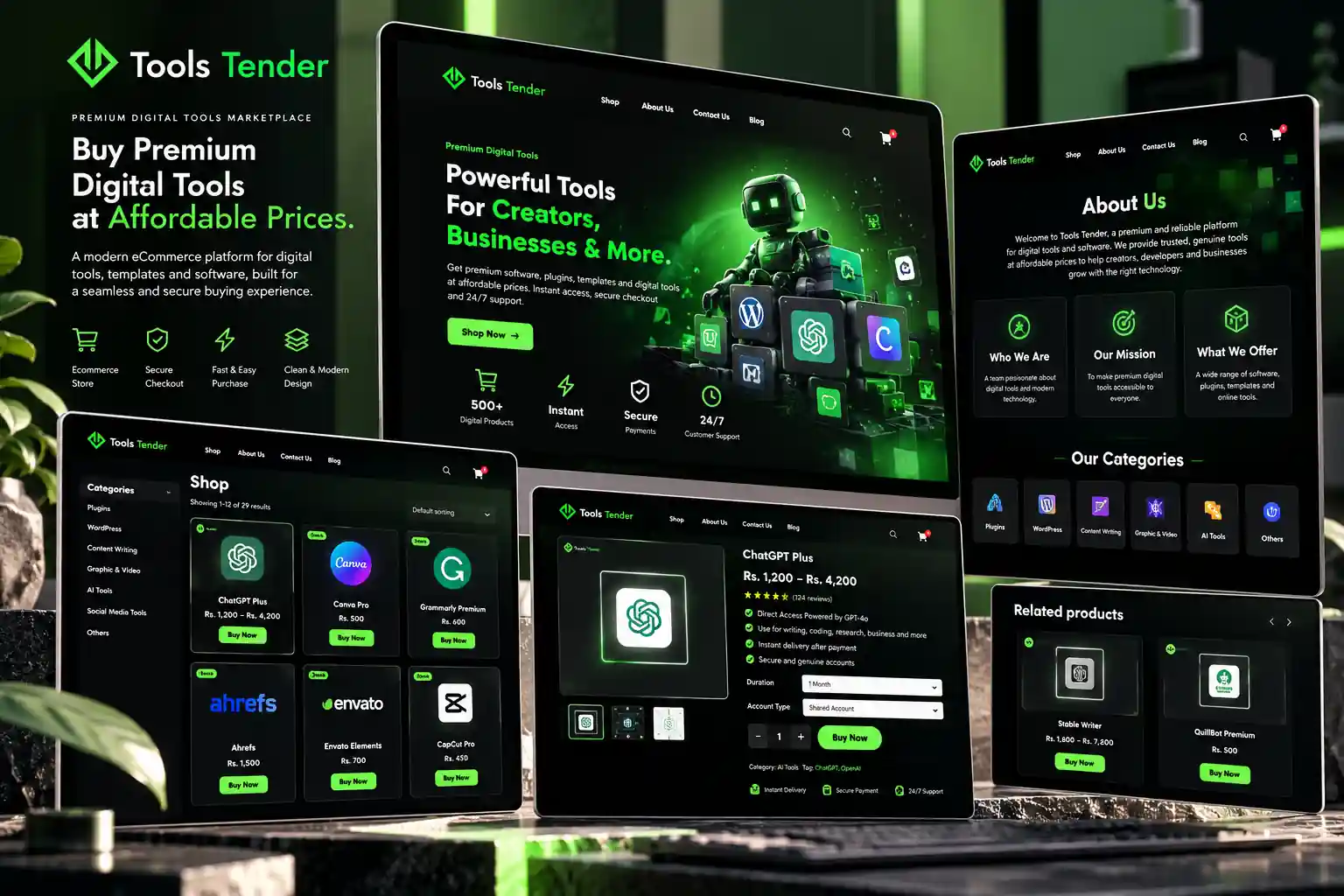 Homepage of the Tools Tender website