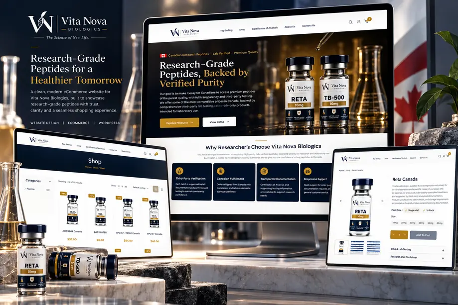 Homepage of the Vita Nova Biologics website