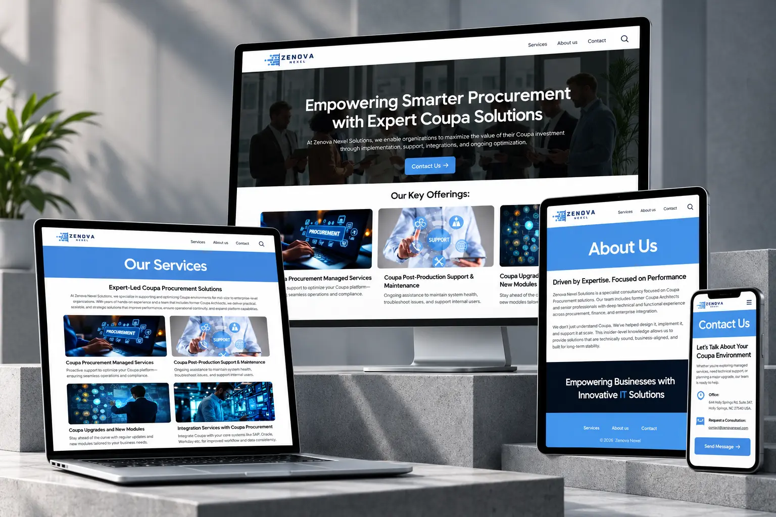Homepage of the Zenova Nexel website